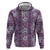 Hawaii Vintage Violet Hibiscus Tapa Pattern Zip Hoodie