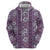 Hawaii Vintage Violet Hibiscus Tapa Pattern Zip Hoodie