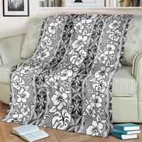 Hawaii Vintage Gray Hibiscus Tapa Pattern Blanket LT05 - Polynesian Pride