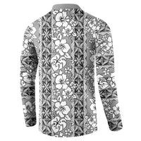 Hawaii Vintage Gray Hibiscus Tapa Pattern Button Sweatshirt LT05 - Polynesian Pride