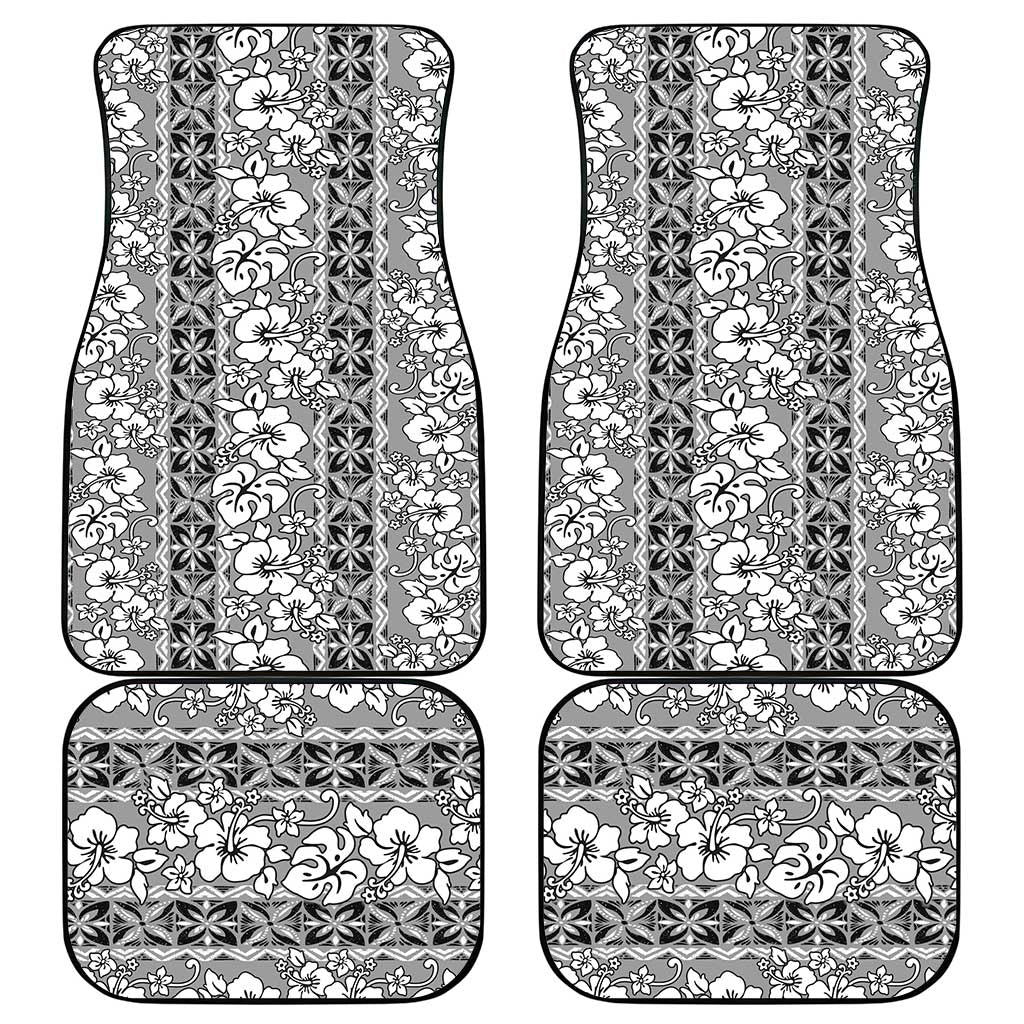Hawaii Vintage Gray Hibiscus Tapa Pattern Car Mats