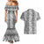 Hawaii Vintage Gray Hibiscus Tapa Pattern Couples Matching Mermaid Dress and Hawaiian Shirt