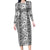 Hawaii Vintage Gray Hibiscus Tapa Pattern Family Matching Long Sleeve Bodycon Dress and Hawaiian Shirt