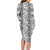 Hawaii Vintage Gray Hibiscus Tapa Pattern Family Matching Long Sleeve Bodycon Dress and Hawaiian Shirt