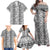 Hawaii Vintage Gray Hibiscus Tapa Pattern Family Matching Off Shoulder Maxi Dress and Hawaiian Shirt