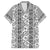 Hawaii Vintage Gray Hibiscus Tapa Pattern Family Matching Off Shoulder Short Dress and Hawaiian Shirt