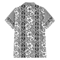 Hawaii Vintage Gray Hibiscus Tapa Pattern Family Matching Puletasi and Hawaiian Shirt LT05 - Polynesian Pride