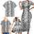 Hawaii Vintage Gray Hibiscus Tapa Pattern Family Matching Short Sleeve Bodycon Dress and Hawaiian Shirt