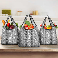 Hawaii Vintage Gray Hibiscus Tapa Pattern Grocery Bag LT05 3-pack One Size Gray - Polynesian Pride