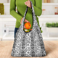 Hawaii Vintage Gray Hibiscus Tapa Pattern Grocery Bag LT05 - Polynesian Pride