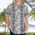 Hawaii Vintage Gray Hibiscus Tapa Pattern Hawaiian Shirt