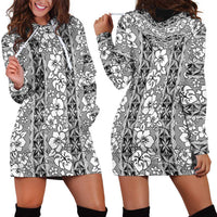 Hawaii Vintage Gray Hibiscus Tapa Pattern Hoodie Dress LT05 - Polynesian Pride