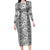 Hawaii Vintage Gray Hibiscus Tapa Pattern Long Sleeve Bodycon Dress