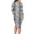 Hawaii Vintage Gray Hibiscus Tapa Pattern Long Sleeve Bodycon Dress