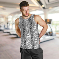 Hawaii Vintage Gray Hibiscus Tapa Pattern Men Tank Top LT05 Gray - Polynesian Pride