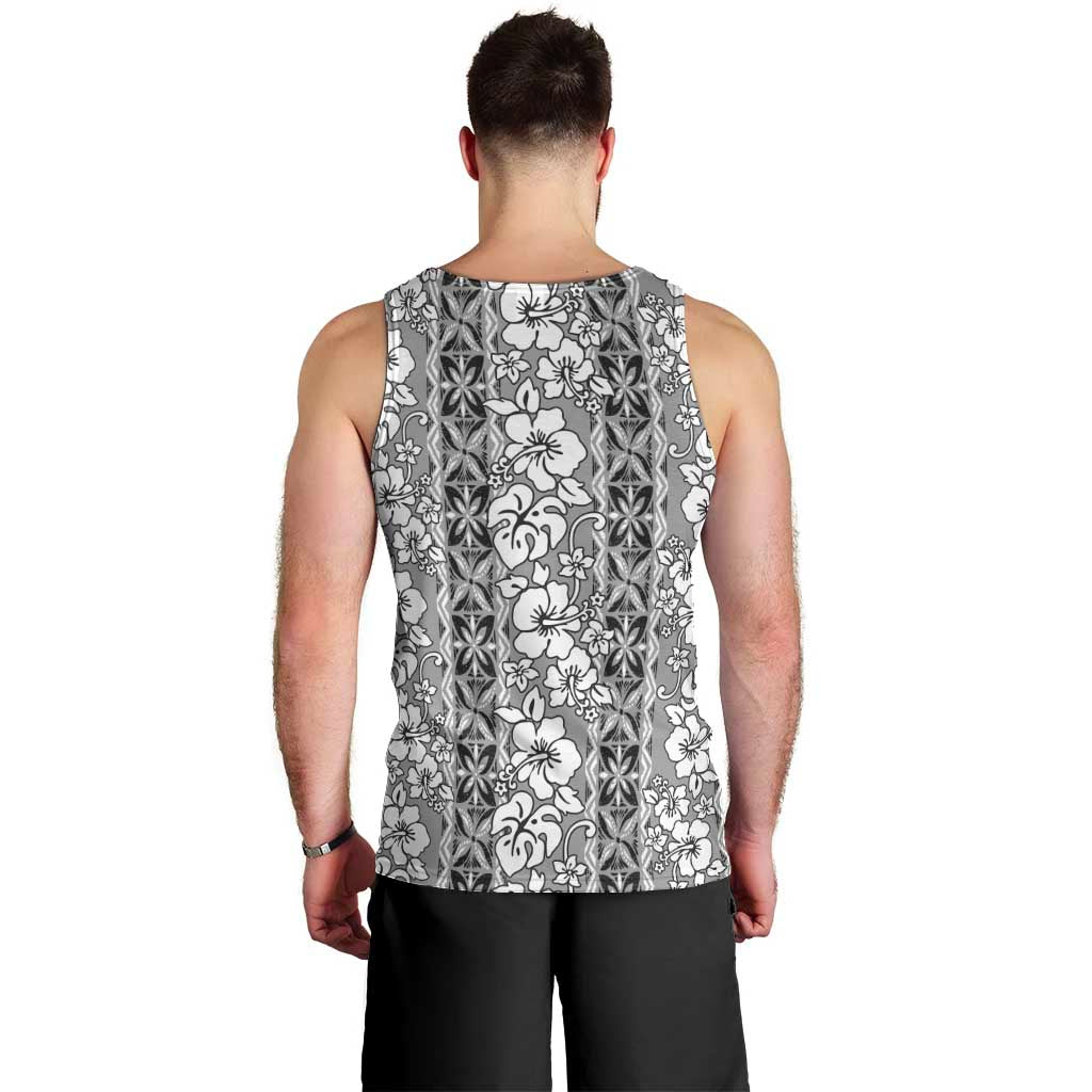 Hawaii Vintage Gray Hibiscus Tapa Pattern Men Tank Top LT05 - Polynesian Pride