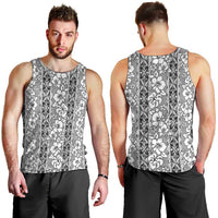 Hawaii Vintage Gray Hibiscus Tapa Pattern Men Tank Top LT05 - Polynesian Pride