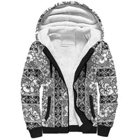 Hawaii Vintage Gray Hibiscus Tapa Pattern Sherpa Hoodie LT05 Unisex Gray - Polynesian Pride