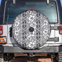 Hawaii Vintage Gray Hibiscus Tapa Pattern Spare Tire Cover LT05 Gray - Polynesian Pride