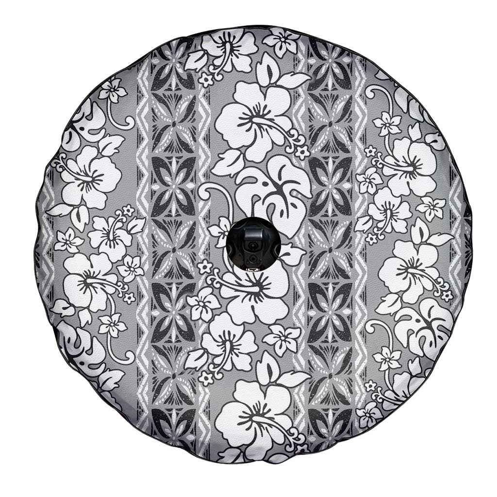 Hawaii Vintage Gray Hibiscus Tapa Pattern Spare Tire Cover LT05 - Polynesian Pride
