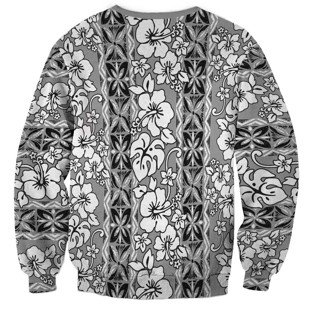 Hawaii Vintage Gray Hibiscus Tapa Pattern Sweatshirt LT05 - Polynesian Pride