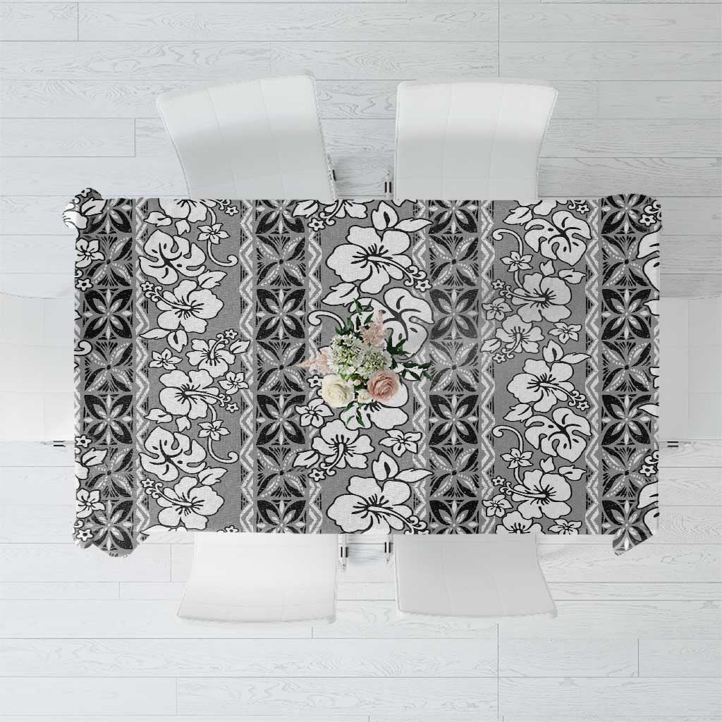 Hawaii Vintage Gray Hibiscus Tapa Pattern Tablecloth LT05 Gray - Polynesian Pride