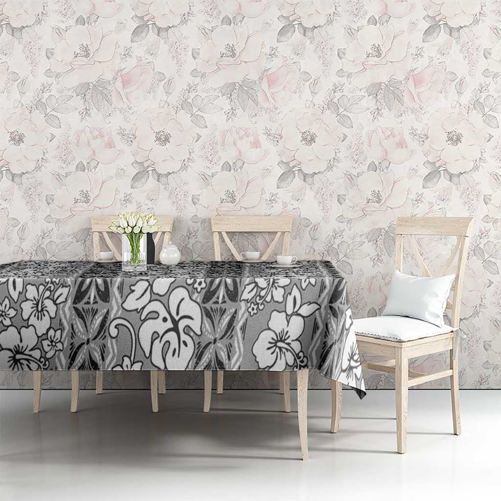 Hawaii Vintage Gray Hibiscus Tapa Pattern Tablecloth LT05 - Polynesian Pride