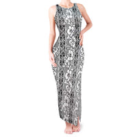 Hawaii Vintage Gray Hibiscus Tapa Pattern Tank Maxi Dress LT05 Women Gray - Polynesian Pride