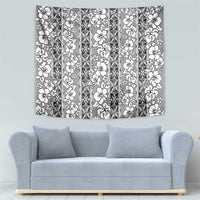 Hawaii Vintage Gray Hibiscus Tapa Pattern Tapestry