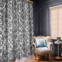 Hawaii Vintage Gray Hibiscus Tapa Pattern Window Curtain LT05 - Polynesian Pride