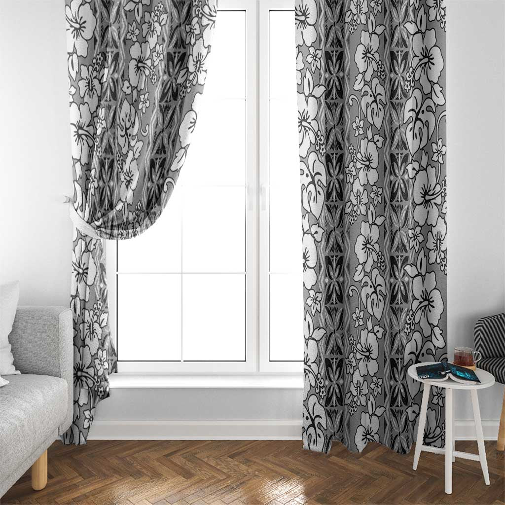 Hawaii Vintage Gray Hibiscus Tapa Pattern Window Curtain LT05 - Polynesian Pride