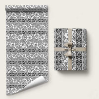 Hawaii Vintage Gray Hibiscus Tapa Pattern Wrapping Paper - Polynesian Pride