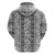 Hawaii Vintage Gray Hibiscus Tapa Pattern Zip Hoodie