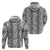 Hawaii Vintage Gray Hibiscus Tapa Pattern Zip Hoodie