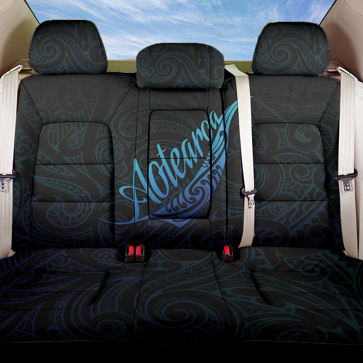 Aotearoa New Zealand Back Car Seat Cover Koru Fern Blue Gradient