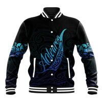 Aotearoa New Zealand Baseball Jacket Koru Fern Blue Gradient LT05 Unisex Blue - Polynesian Pride