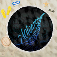 Aotearoa New Zealand Beach Blanket Koru Fern Blue Gradient LT05 One Size 150cm Blue - Polynesian Pride