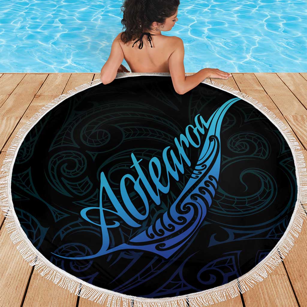 Aotearoa New Zealand Beach Blanket Koru Fern Blue Gradient LT05 - Polynesian Pride
