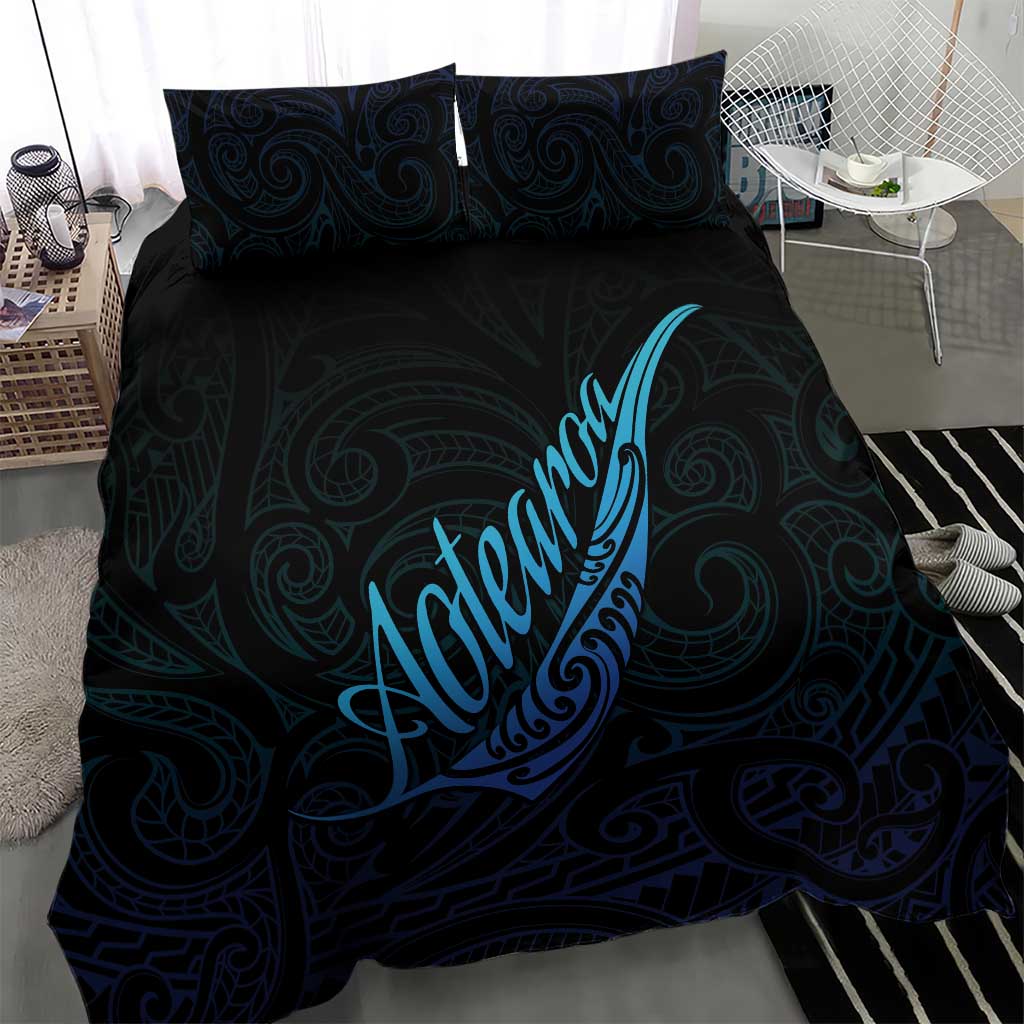 Aotearoa New Zealand Bedding Set Koru Fern Blue Gradient