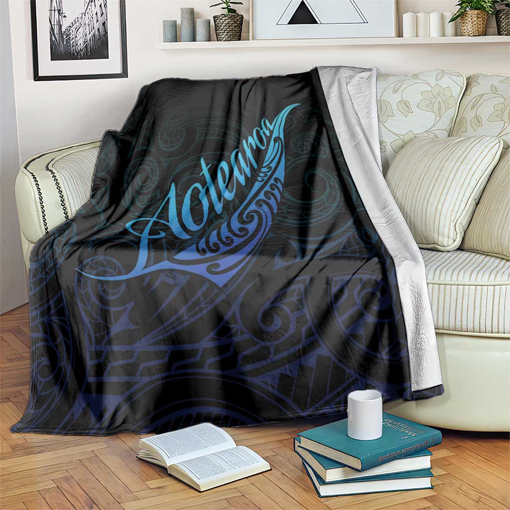 Aotearoa New Zealand Blanket Koru Fern Blue Gradient LT05 Blue - Polynesian Pride