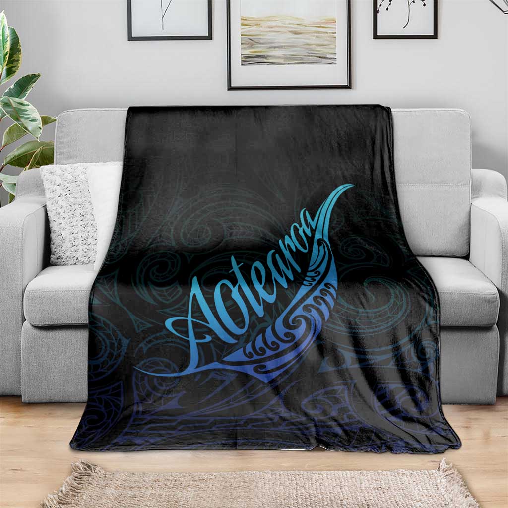 Aotearoa New Zealand Blanket Koru Fern Blue Gradient LT05 - Polynesian Pride