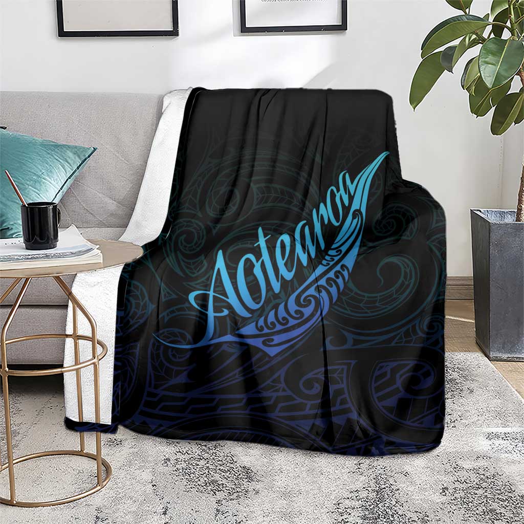 Aotearoa New Zealand Blanket Koru Fern Blue Gradient LT05 - Polynesian Pride