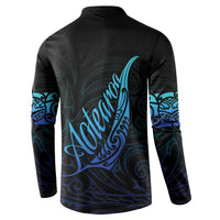 Aotearoa New Zealand Button Sweatshirt Koru Fern Blue Gradient LT05 - Polynesian Pride