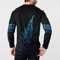 Aotearoa New Zealand Button Sweatshirt Koru Fern Blue Gradient LT05 - Polynesian Pride