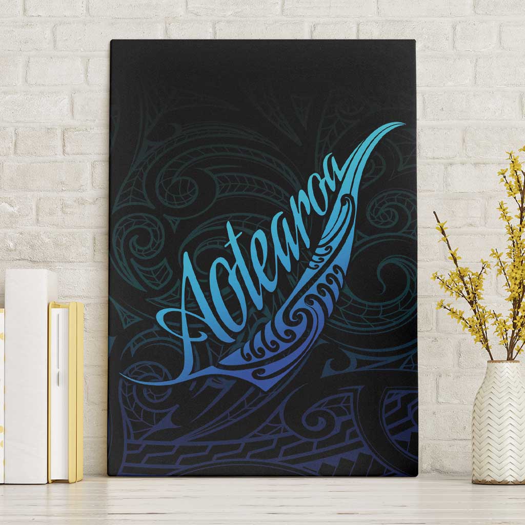 Aotearoa New Zealand Canvas Wall Art Koru Fern Blue Gradient LT05 Without Frame Blue - Polynesian Pride