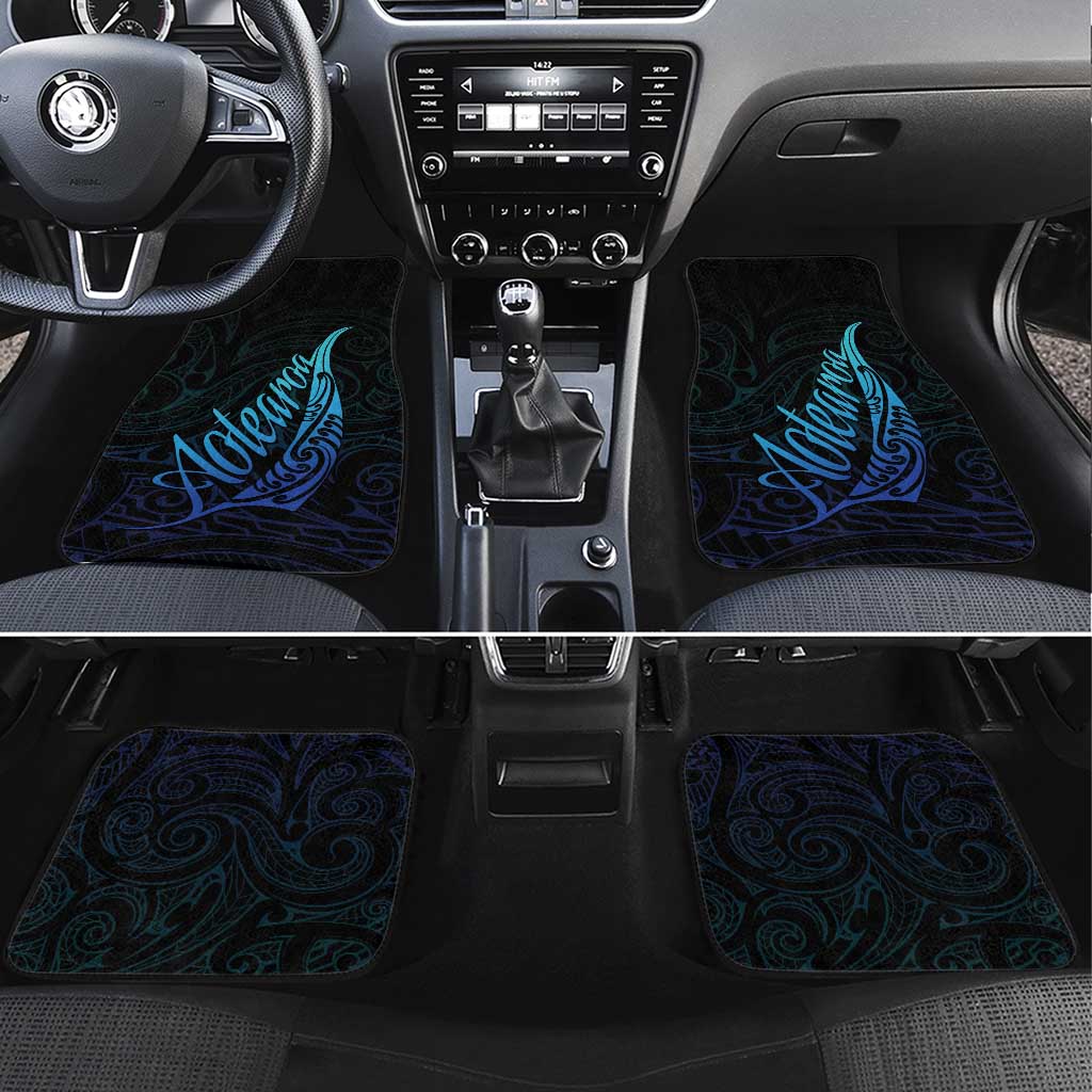 Aotearoa New Zealand Car Mats Koru Fern Blue Gradient LT05 Set 4pcs Blue - Polynesian Pride
