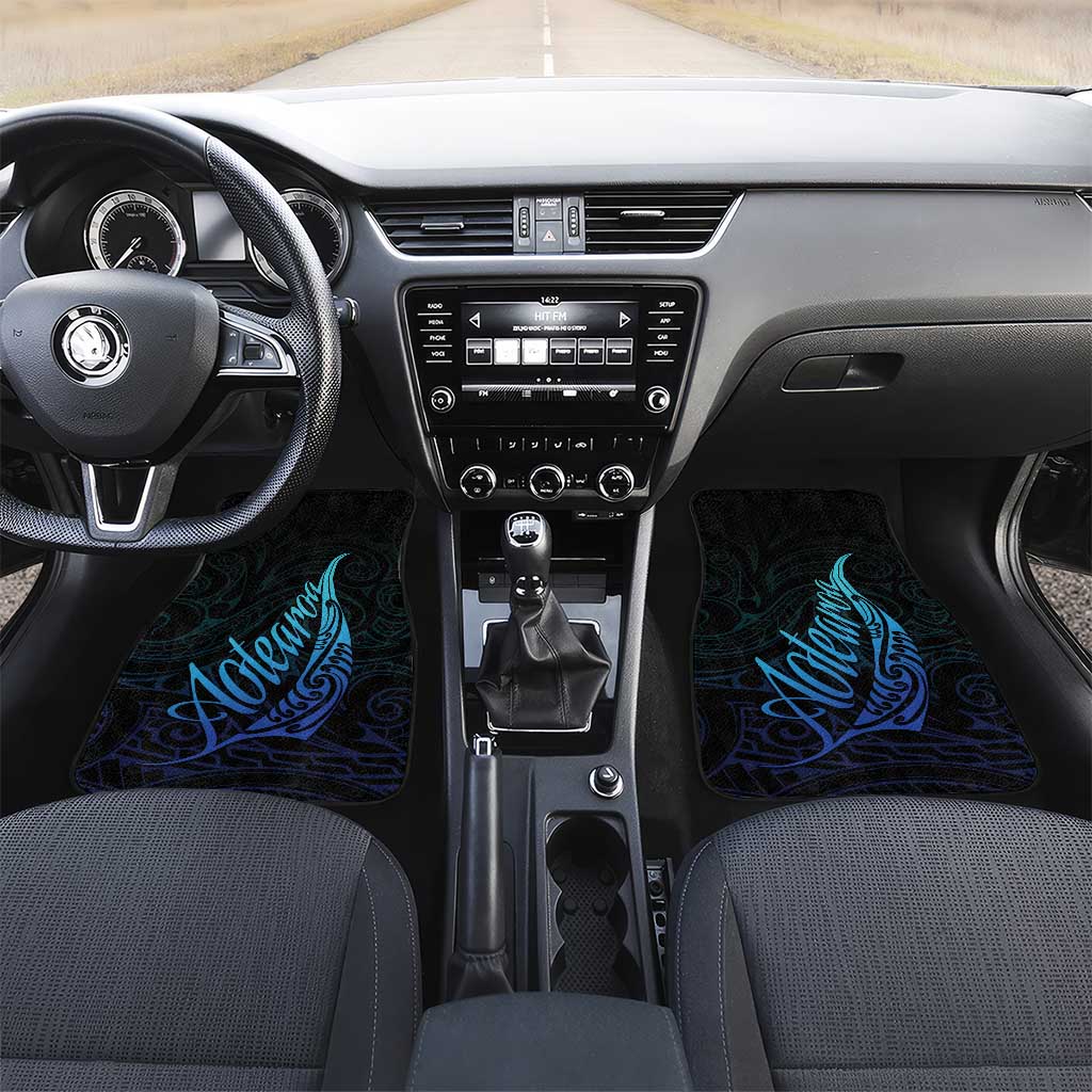 Aotearoa New Zealand Car Mats Koru Fern Blue Gradient LT05 Set 2pcs - Front Blue - Polynesian Pride
