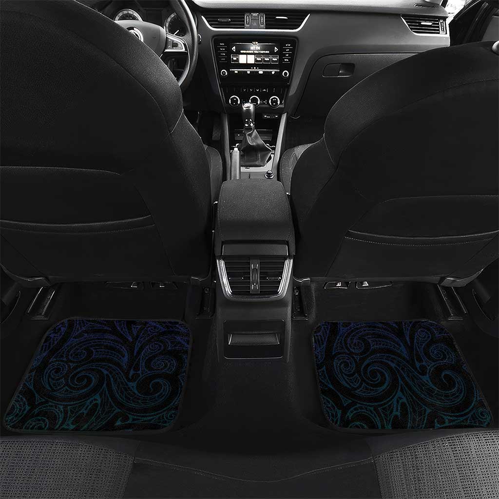 Aotearoa New Zealand Car Mats Koru Fern Blue Gradient LT05 Set 2pcs - Back Blue - Polynesian Pride