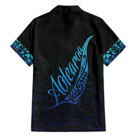 Aotearoa New Zealand Family Matching Off The Shoulder Long Sleeve Dress and Hawaiian Shirt Koru Fern Blue Gradient