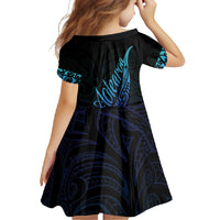 Aotearoa New Zealand Family Matching Off Shoulder Maxi Dress and Hawaiian Shirt Koru Fern Blue Gradient